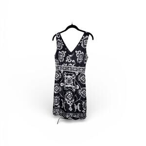 White House Black Market Silk Dress Black/White Print 4